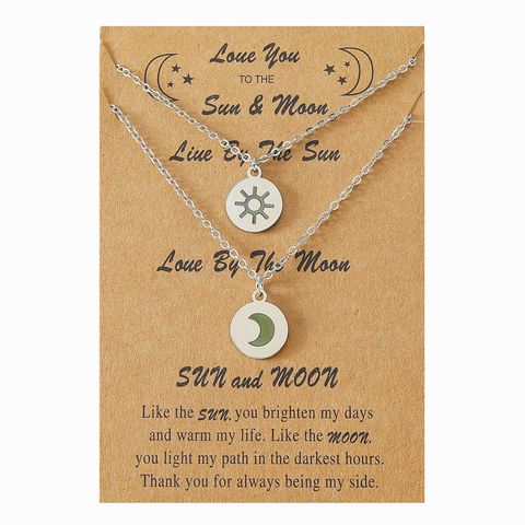 Simple Style Sun Moon Stainless Steel Polishing Necklace