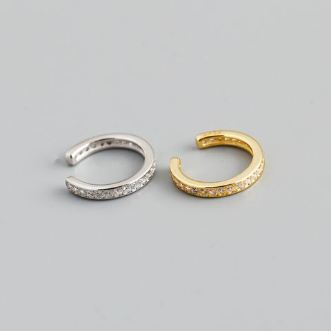 Fashion Round Sterling Silver Inlay Artificial Diamond Ear Clips 1 Piece