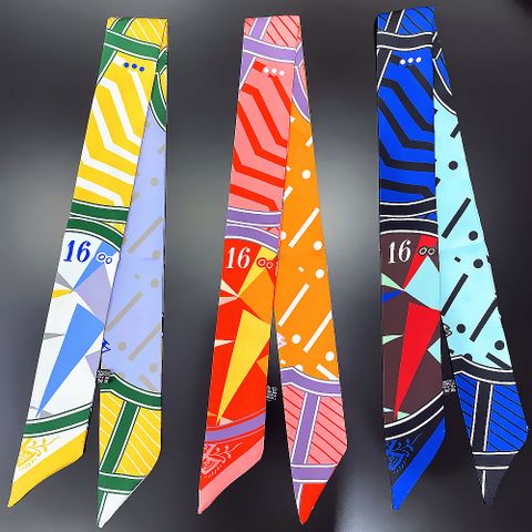 Women's Elegant Geometric Satin Printing Silk Scarves