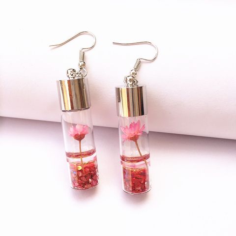 1 Pair Sweet Flower Glass Women's Drop Earrings