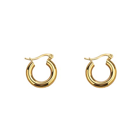 1 Pair Retro Classic Style Commute Circle Plating Titanium Steel 18k Gold Plated Earrings