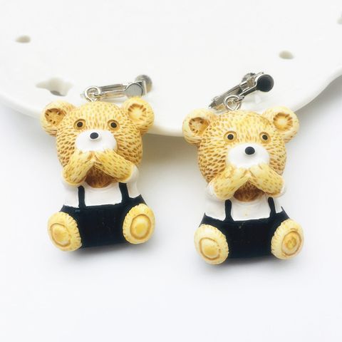 1 Pair Cute Bear Resin Women's Drop Earrings