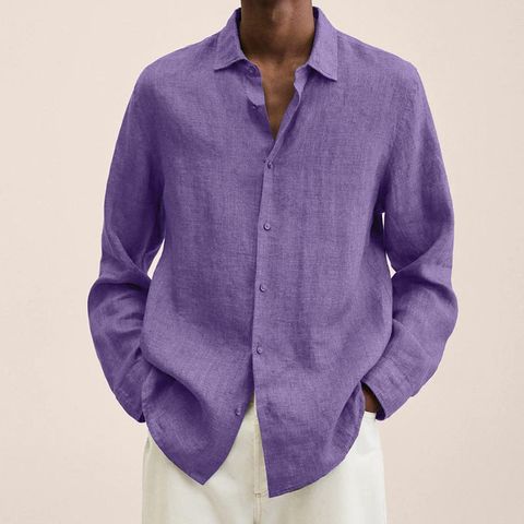 Men's Blouse Long Sleeve Blouses British Style Solid Color