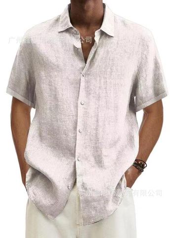 Men's Blouse Short Sleeve Blouses Casual Solid Color