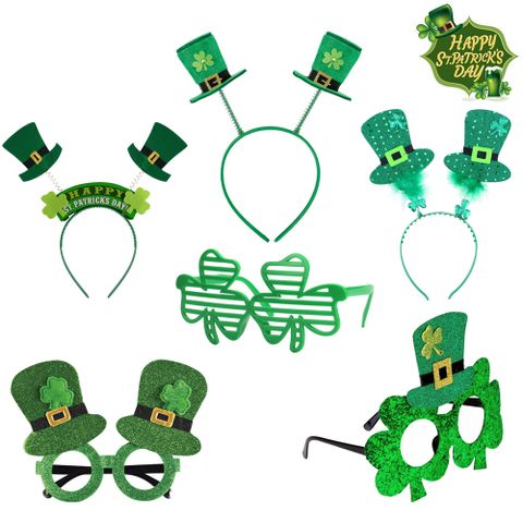 St. Patrick Shamrock Plastic Party Costume Props Glasses 1 Set