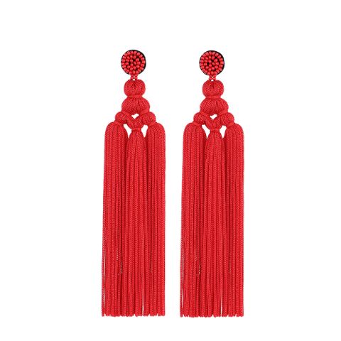 1 Pair Original Design Tassel Dacron Thread Seed Bead Women's Drop Earrings