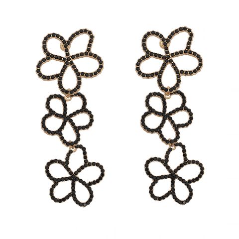 1 Pair Fashion Flower Alloy Hollow Out Inlay Rhinestones Women's Drop Earrings