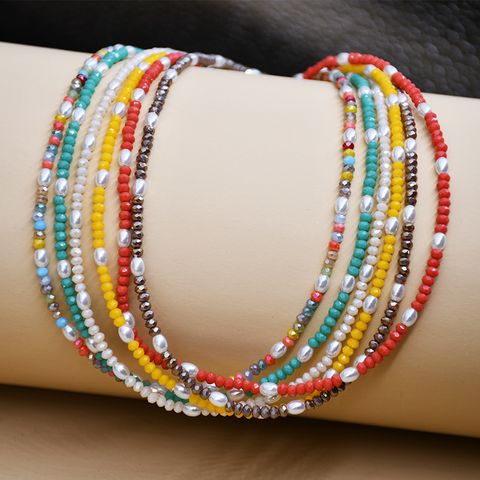 1 Piece Ethnic Style Pearl Artificial Crystal Alloy Beaded Women's Necklace