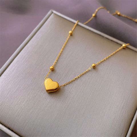 Fashion Heart Shape Titanium Steel Necklace 1 Piece