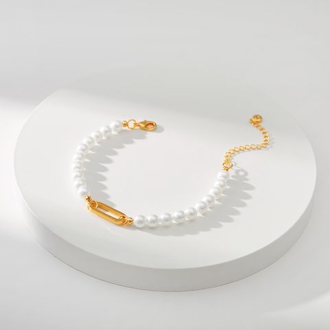Retro Geometric Pearl Copper Bracelets 1 Piece