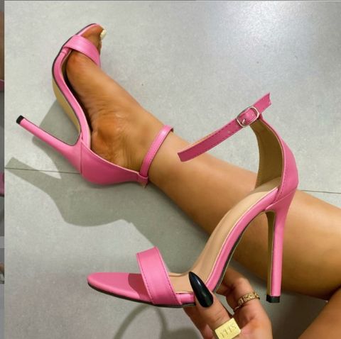 Women's Fashion Solid Color Round Toe Ankle Strap Sandals