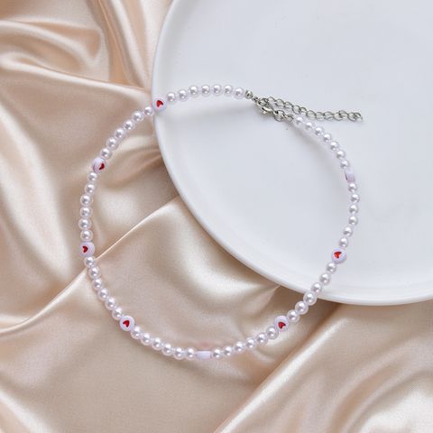 Korean Style Heart Shape Artificial Pearl Beaded Women's Necklace