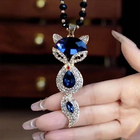 Elegant Fox Alloy Inlaid Crystal Artificial Crystal Women's Sweater Chain