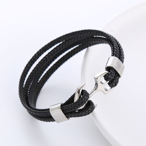 Casual Anchor Stainless Steel Plating Braid 18k Gold Plated Bracelets
