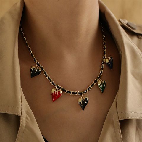 1 Piece Fashion Heart Shape Pu Leather Alloy Resin Handmade Valentine's Day Women's Necklace
