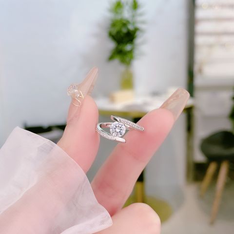 Fashion Simple Style Commute Irregular Sterling Silver Inlay Zircon Rings 1 Piece