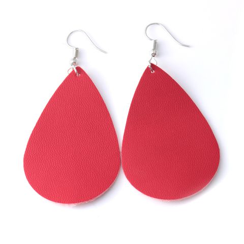 1 Pair Simple Style Water Droplets Pu Leather Women's Drop Earrings