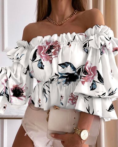 Women's Blouse Short Sleeve Blouses Printing Fashion Printing