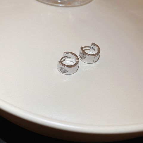 Wholesale Jewelry Retro C Shape Heart Shape Alloy Zircon Inlay Earrings