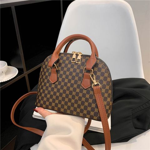 Women's Pu Leather Color Block Fashion Shell Zipper Shoulder Bag Handbag Crossbody Bag