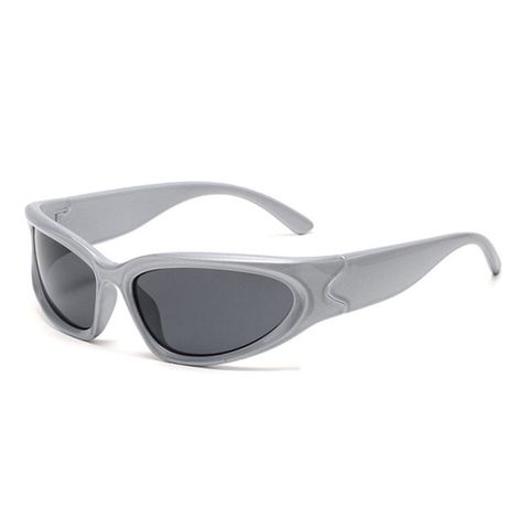 Hip-hop Solid Color Ac Cat Eye Full Frame Sports Sunglasses