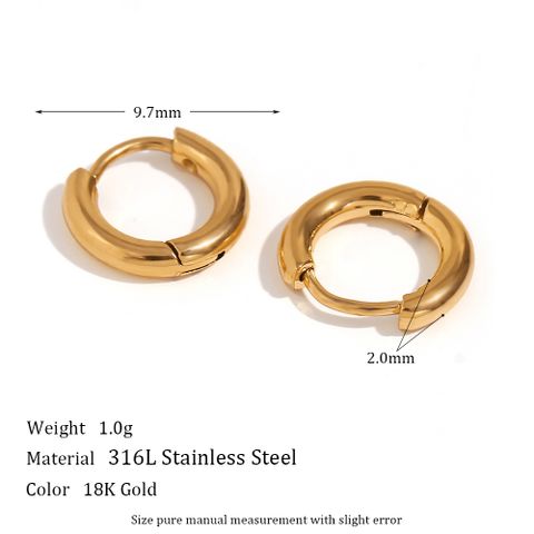 1 Pair Classic Style Round Plating Stainless Steel 18k Gold Plated Earrings