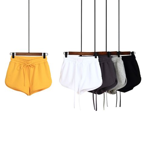 Women's Daily Casual Solid Color Shorts Elastic Drawstring Design Casual Pants