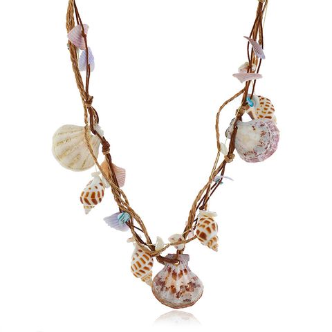 Hawaiian Beach Conch Shell Alloy Rope Shell Plating Women's Pendant Necklace