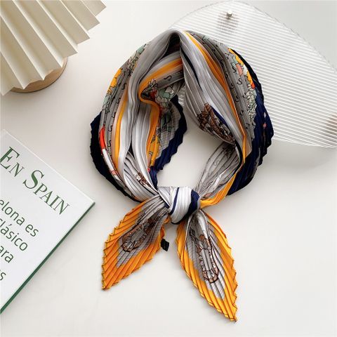 Women's Sweet Color Block Polyester Printing Silk Scarf