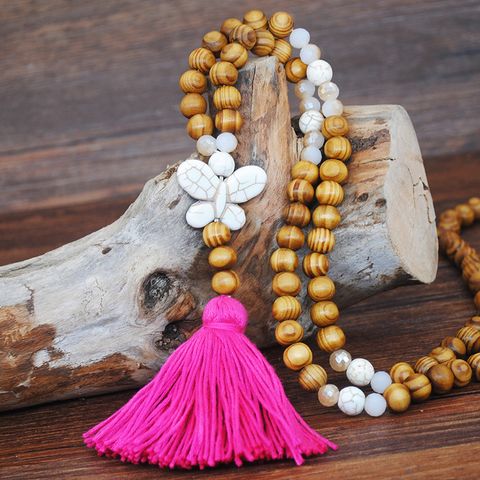 Ethnic Style Star Wood Women's Sweater Chain Long Necklace