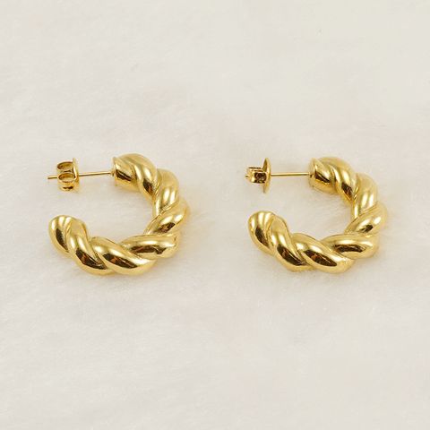 Fashion Twist Titanium Steel Plating Ear Studs 1 Pair