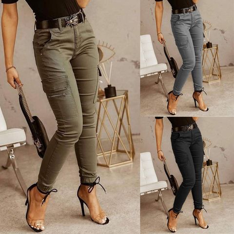 Women's Daily Fashion Solid Color Full Length Pocket Casual Pants