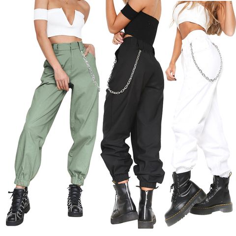 Women's Daily Fashion Solid Color Full Length Patchwork Casual Pants