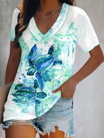 Women's T-shirt Short Sleeve T-shirts Printing Fashion Printing
