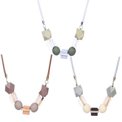 1 Piece Fashion Round Square Plastic Wood Resin Women's Necklace