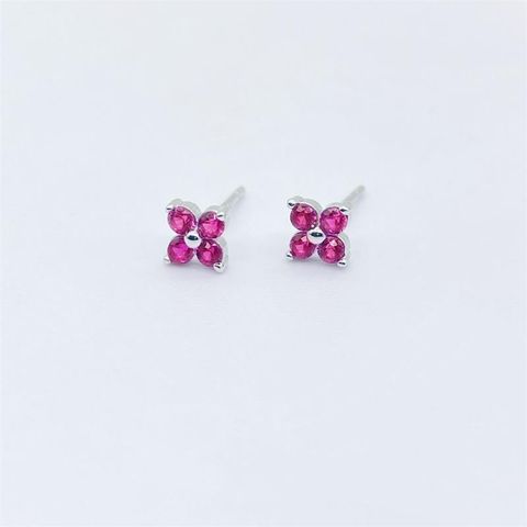 Simple Style Flower Sterling Silver Inlay Artificial Diamond Ear Studs 1 Pair
