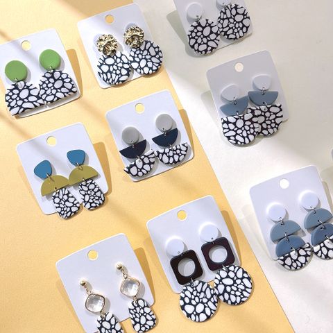 1 Pair Original Design Marble Soft Clay Handmade Inlay Artificial Gemstones Women's Drop Earrings