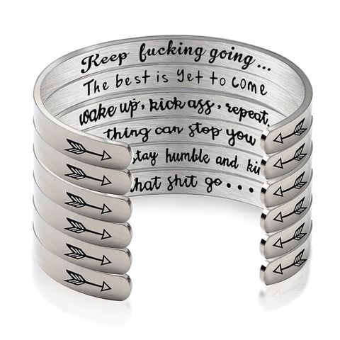 Classic Style Commute Letter 304 Stainless Steel Carving Women's Bangle