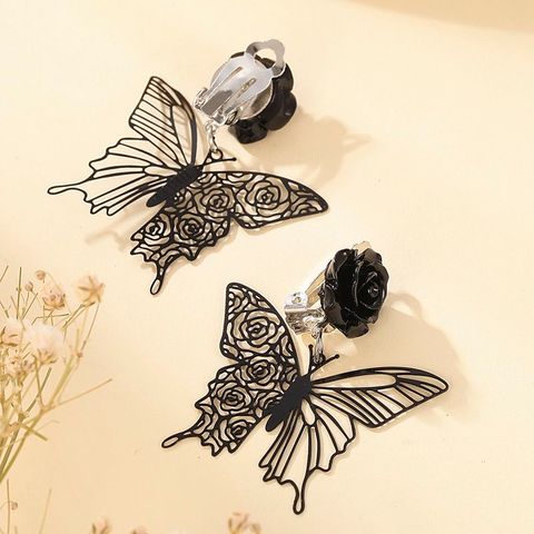 1 Pair Retro Flower Butterfly Alloy Women's Ear Clips