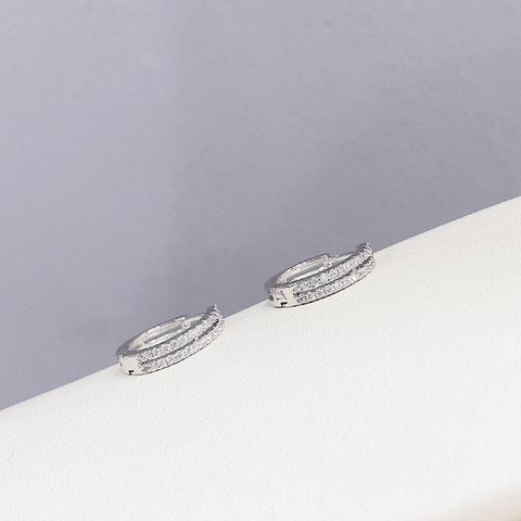 1 Pair Simple Style Geometric Inlay Copper Zircon Hoop Earrings