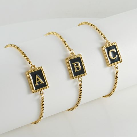 Stainless Steel Simple Style Letter Plating Inlay Shell Bracelets