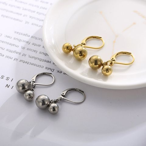 Fashion Ball Stainless Steel Plating Drop Earrings 1 Pair
