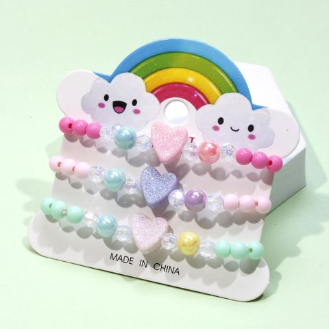 1 Set Cute Heart Shape Plastic Beaded Kid's Bracelets