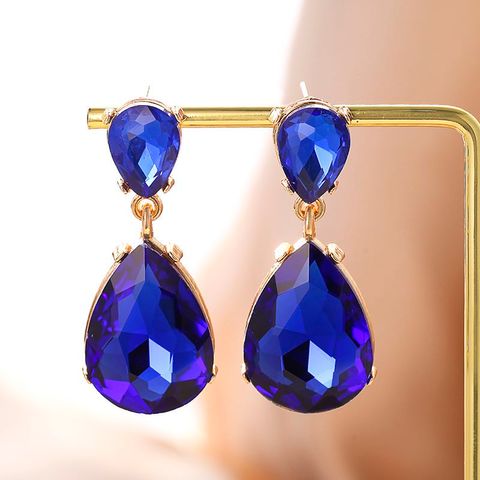 1 Pair Fashion Water Droplets Plating Glass Drop Earrings