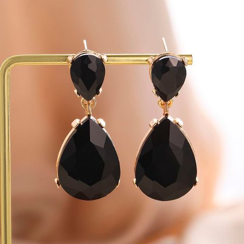 1 Pair Fashion Water Droplets Plating Glass Drop Earrings