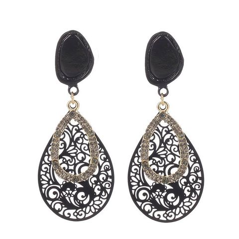 1 Pair Retro Water Droplets Alloy Hollow Out Women's Drop Earrings