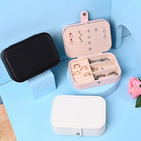 1 Piece Simple Style Solid Color Pu Leather Jewelry Boxes