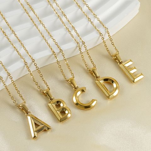 Fashion Letter Stainless Steel Titanium Steel Plating Pendant Necklace