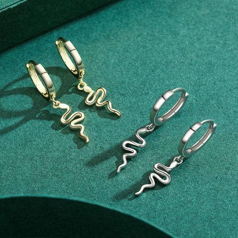 Simple Style Snake Sterling Silver Drop Earrings 1 Pair