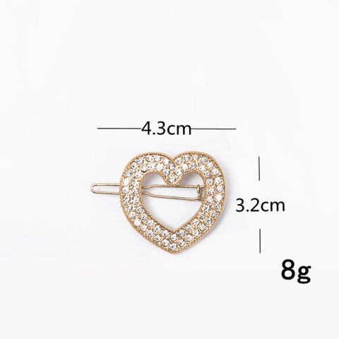Simple Style Square Heart Shape Flower Metal Plating Inlay Rhinestones Hair Clip 1 Piece